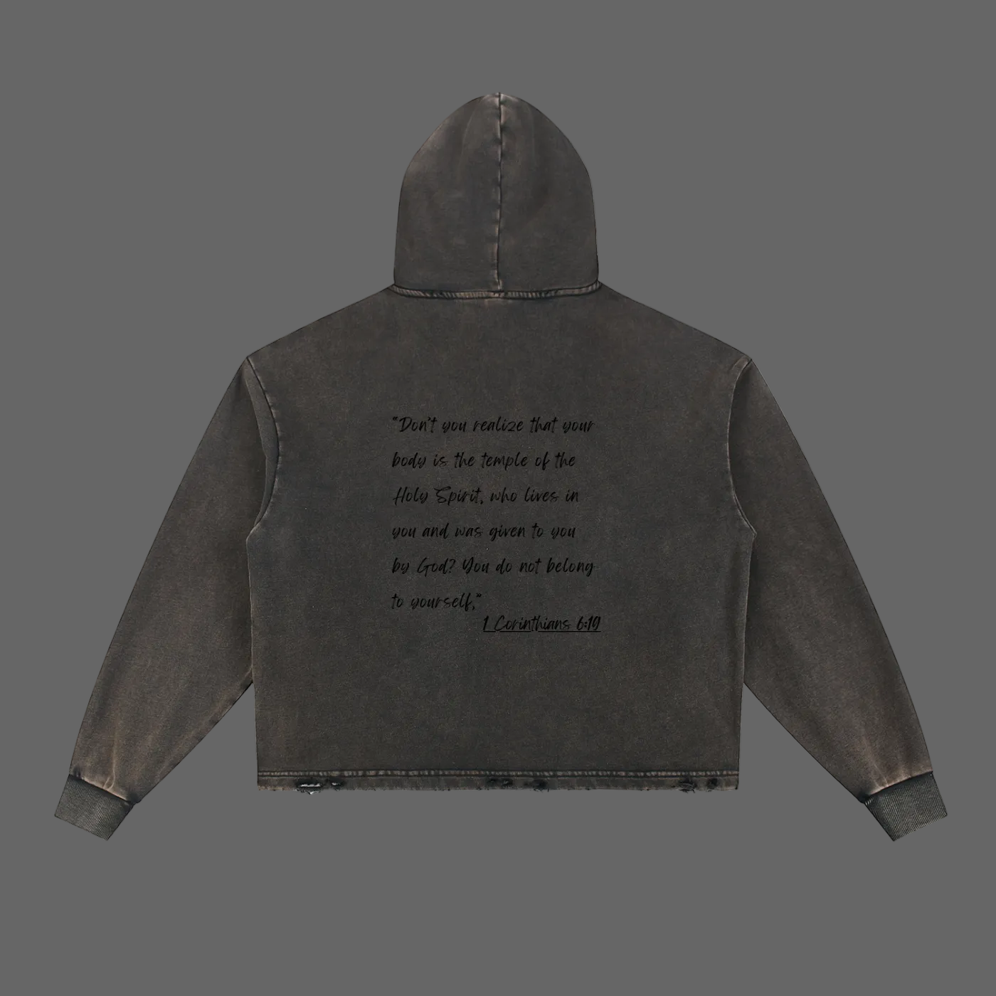 Vintage Washed Frayed-Hem Hoodie